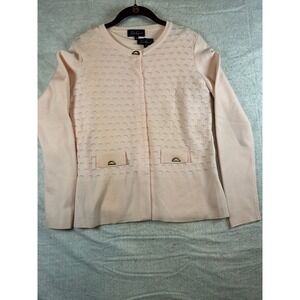 Luisa Spagnoli Pink Texture Knit Cardigan Size M & Shell Size S
Pure Virgin Wool